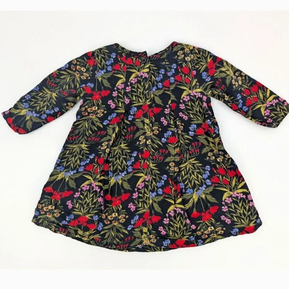 Old Navy Floral Baby Dress Girl 3-6 M Black 100% Cotton